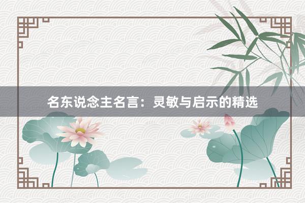 名东说念主名言：灵敏与启示的精选